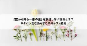 『空から降る一億の星』再放送しない理由とは？ネタバレ含むあらすじやキャスト紹介